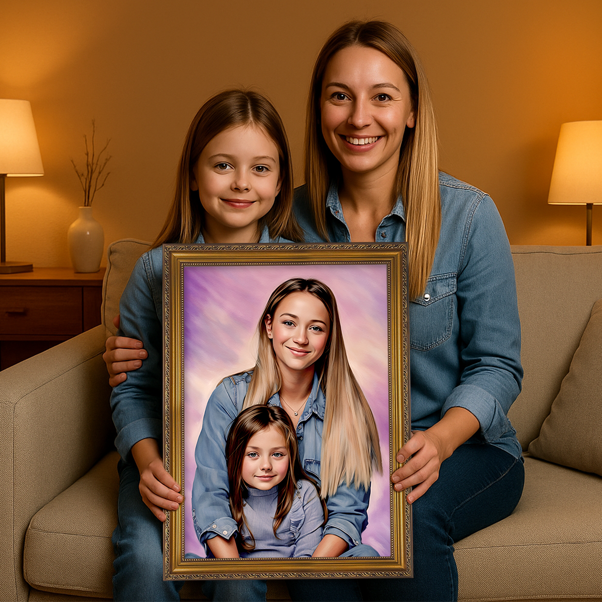 Mama i córka - obraz na płótnie z Twojego zdjęcia