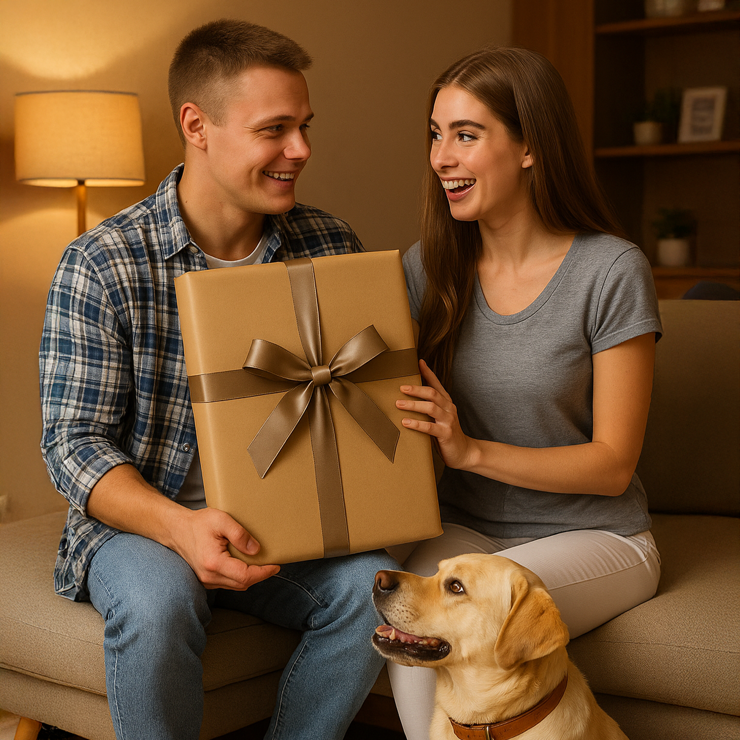 Image of Karykatura zakochanej pary z pupilem - plakat z Twojego zdjęcia