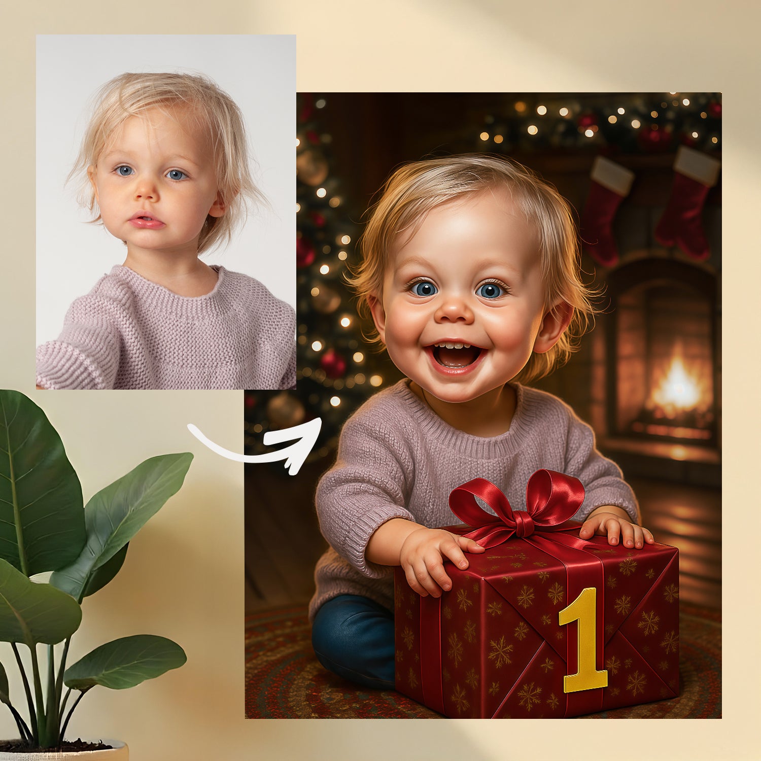 Pierwsze święta - obraz na płótnie z Twojego zdjęcia