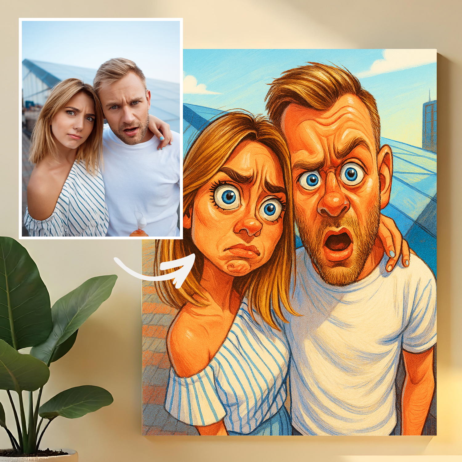 Image of Karykatura pary - obraz na płótnie z Twojego zdjęcia