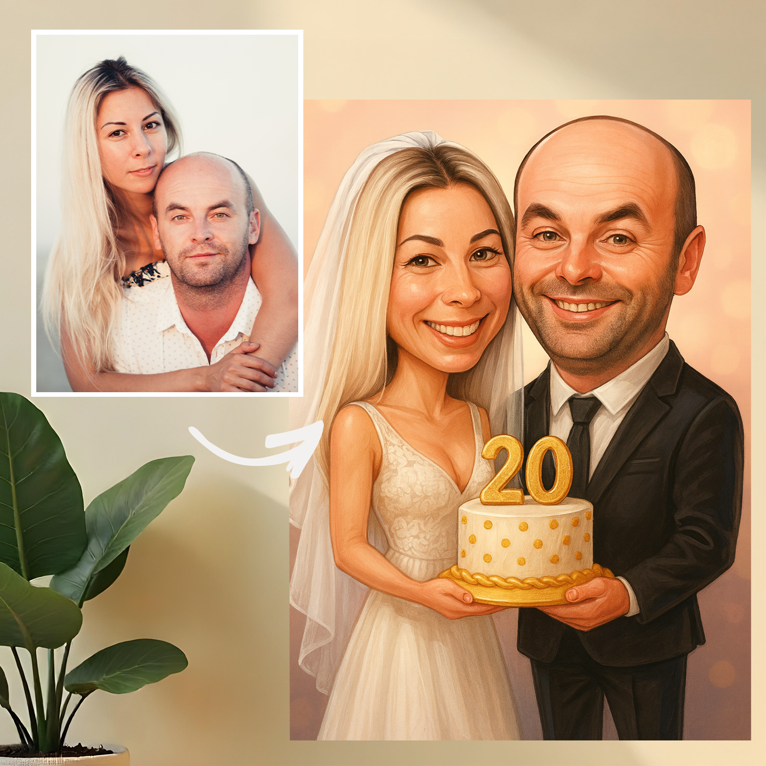 Image of 20 lat razem - druk na szkle, portret z Twojego zdjęcia