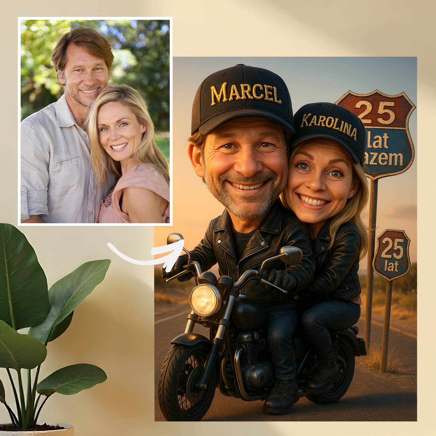 Image of Wspólny portret na 25 rocznicę - druk na szkle, portret z Twojego zdjęcia