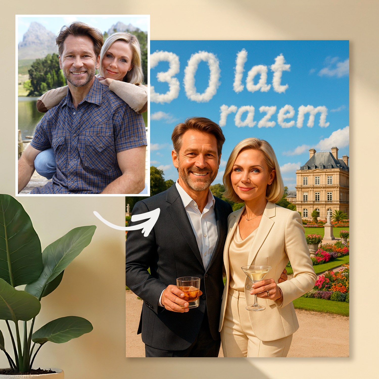 Portret pary na 30 rocznicę - druk na szkle, portret z Twojego zdjęcia