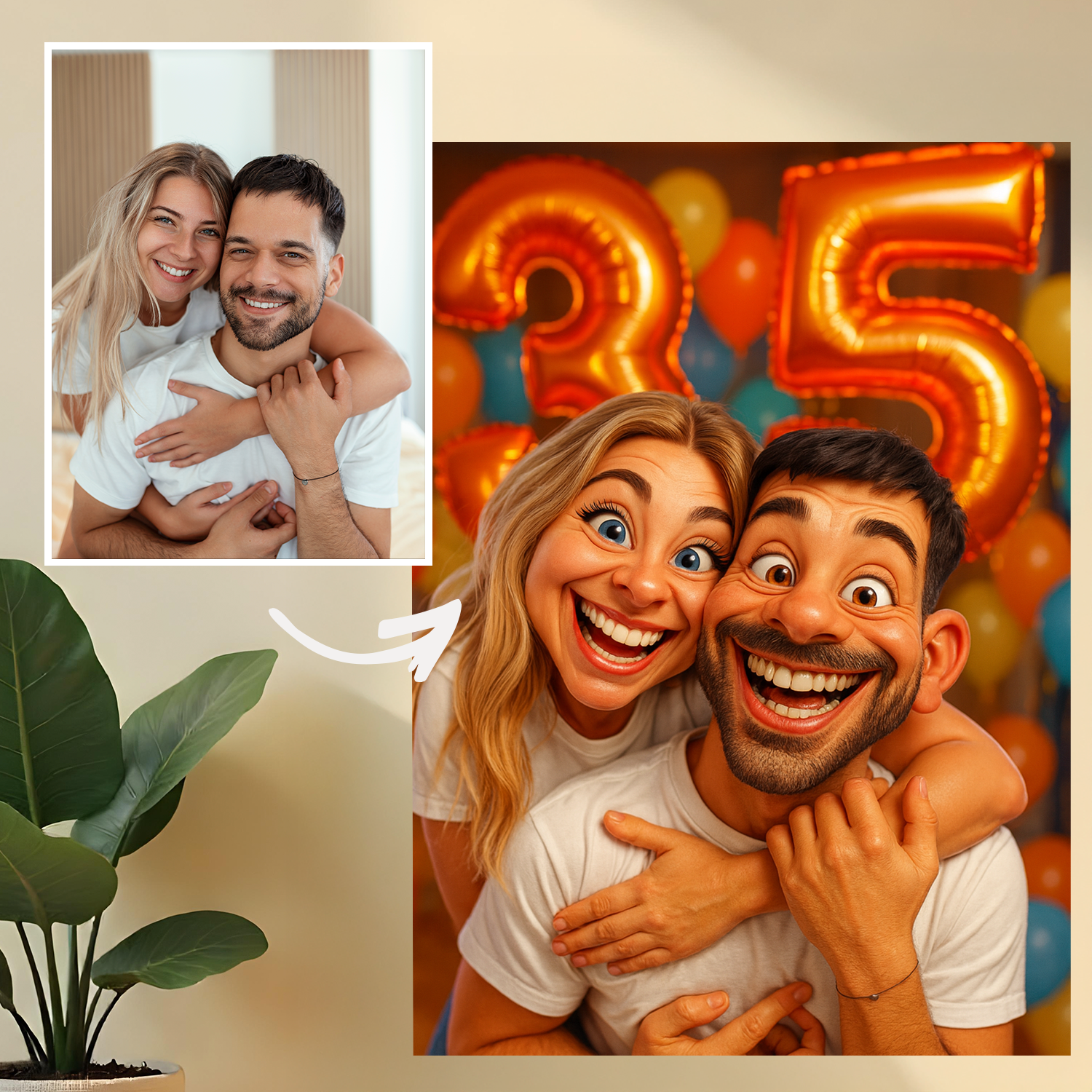 Image of Karykatura na 35 urodziny - druk na szkle, portret z Twojego zdjęcia