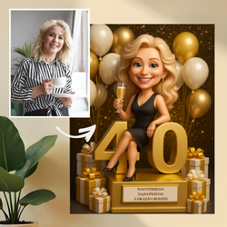 Image of Karykatura z okazji 40. - obraz na płótnie z Twojego zdjęcia