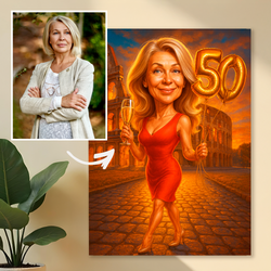 Image of Ilustracja na 50. - druk na szkle, portret z Twojego zdjęcia