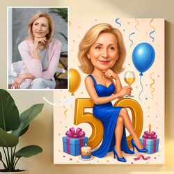 Image of Karykatura na 50. - druk na szkle, portret z Twojego zdjęcia