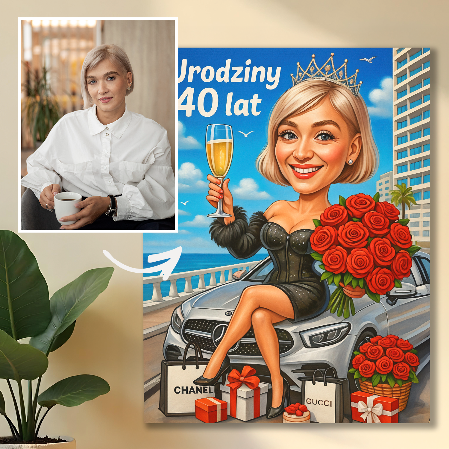 Portret na 40. urodziny- obraz na płótnie z Twojego zdjęcia