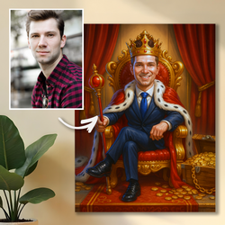 Image of Portret króla w karykaturalnym stylu - obraz na płótnie z Twojego zdjęcia