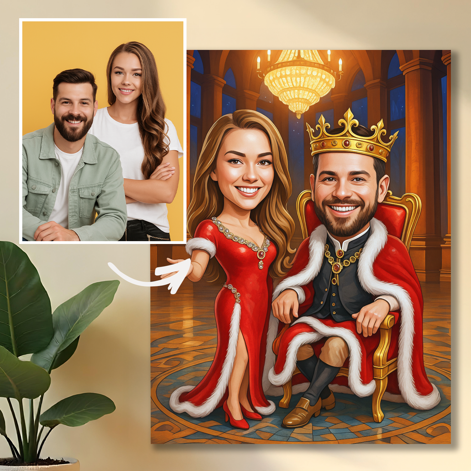 Image of Królewska karykatura pary - obraz na płótnie z Twojego zdjęcia