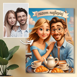 Image of Portret pary w stylu jak z animacji - druk na szkle, portret z Twojego zdjęcia