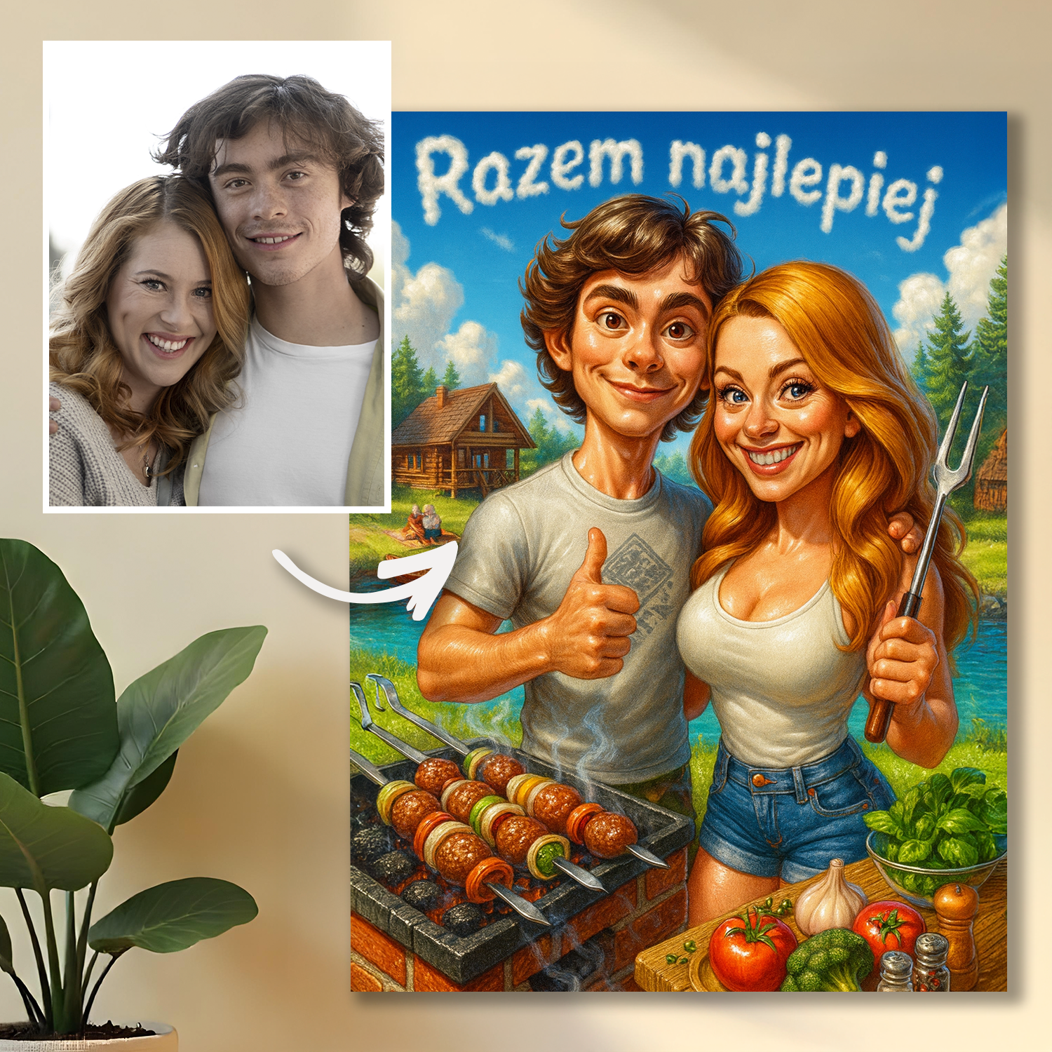 Wspólne grillowanie - druk na szkle, portret z Twojego zdjęcia