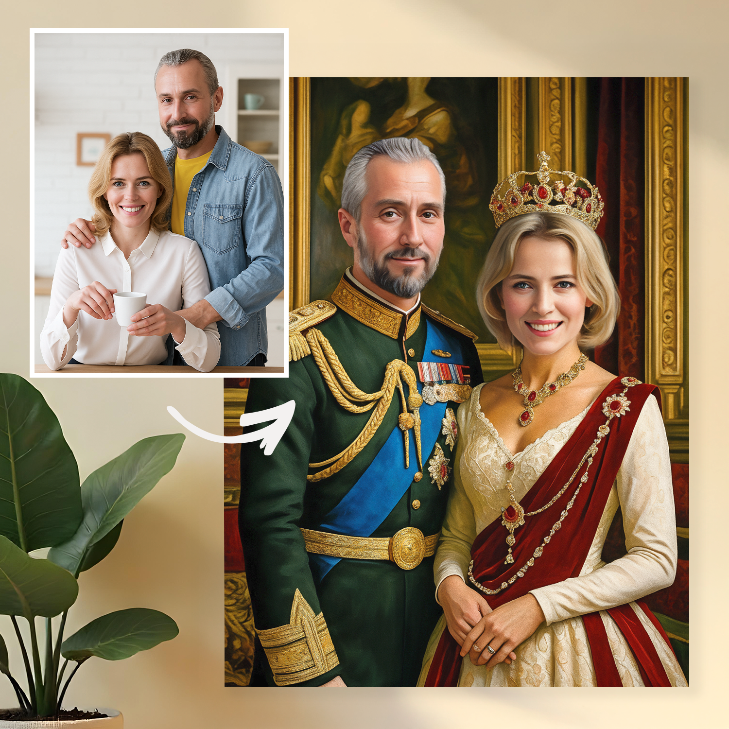 Portret pary w dworskim stylu - obraz na płótnie z Twojego zdjęcia