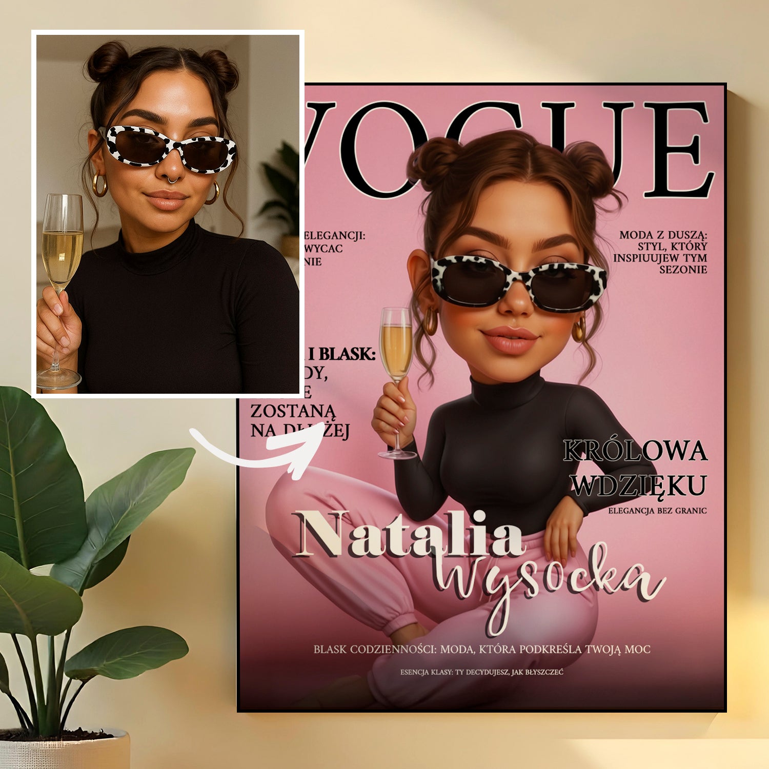 Kobieta z okładki Vogue - obraz na płótnie z Twojego zdjęcia