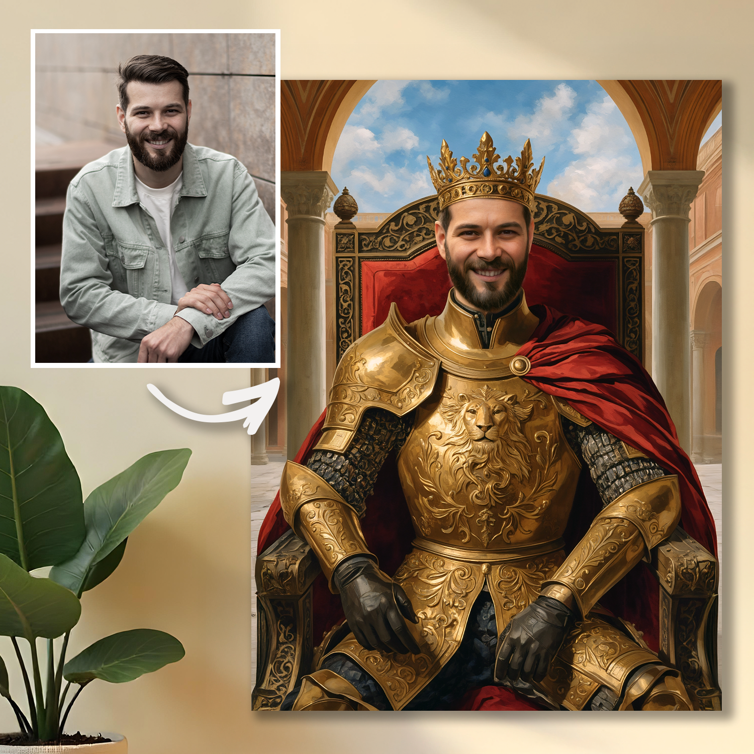 Portret króla w zbroi - obraz na płótnie z Twojego zdjęcia
