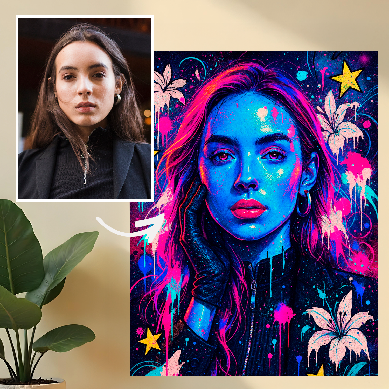 Portret w stylu art - obraz na płótnie z Twojego zdjęcia