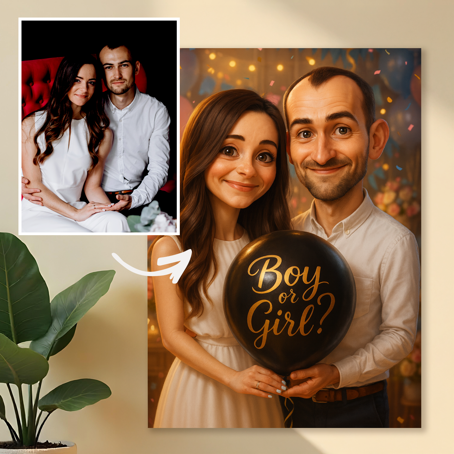 Portret z okazji Baby Shower - obraz na płótnie z Twojego zdjęcia