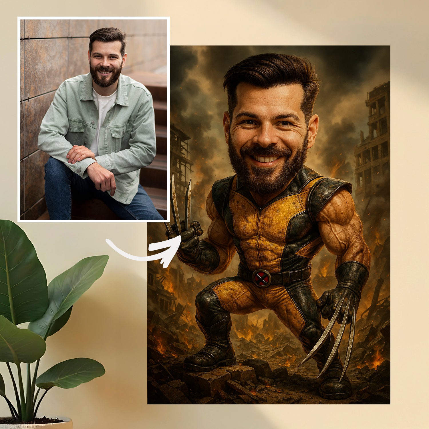 Portret w stylu Wolverine - obraz na płótnie z Twojego zdjęcia