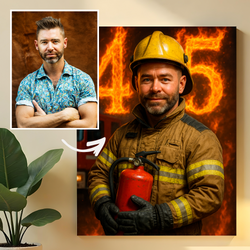 Image of Portret na 45 urodziny strażaka - obraz na płótnie z Twojego zdjęcia