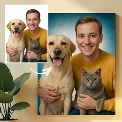 Image of Portret z ukochanymi zwierzakami - obraz na płótnie z Twojego zdjęcia