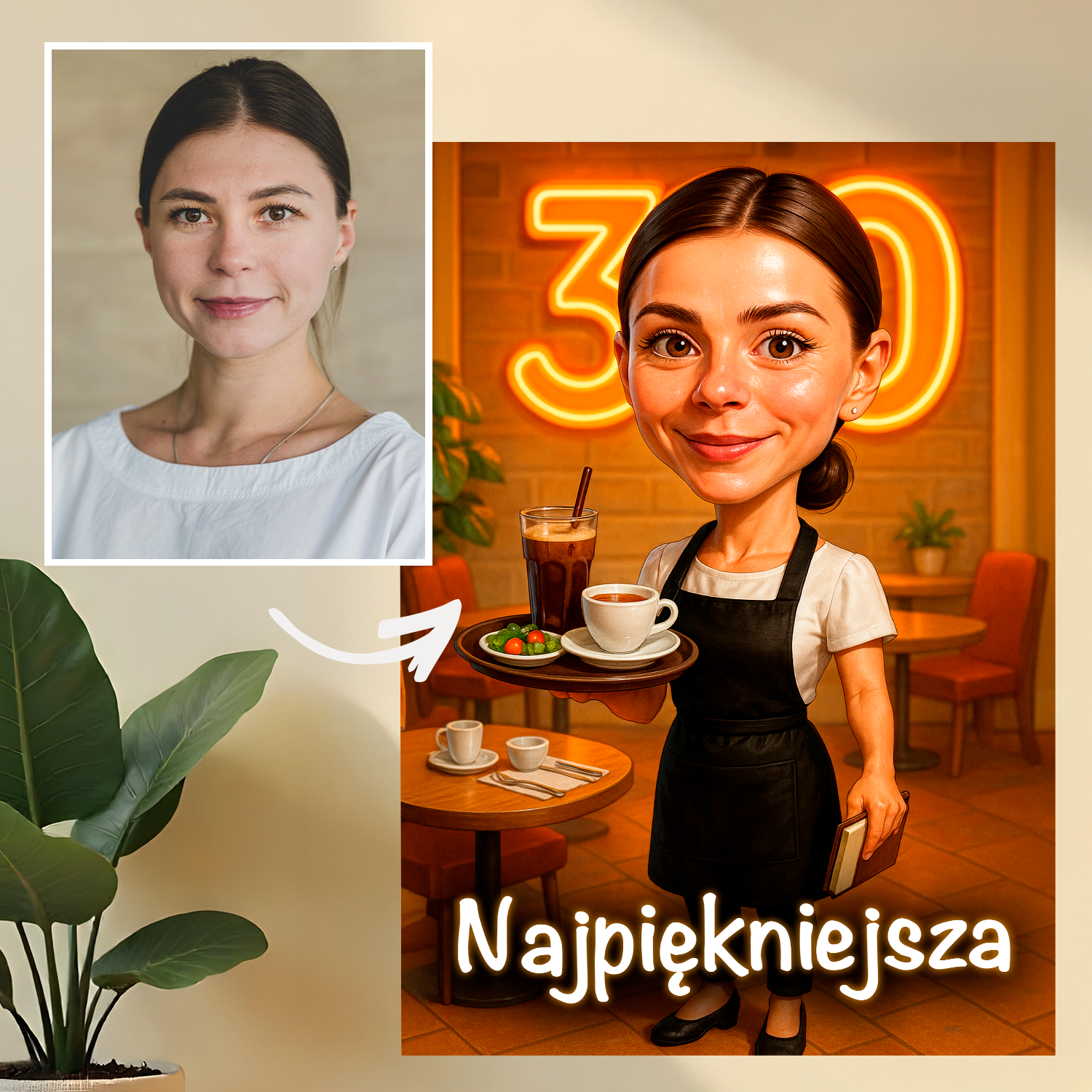 Portret kobiety na 30 urodziny - druk na szkle, portret z Twojego zdjęcia