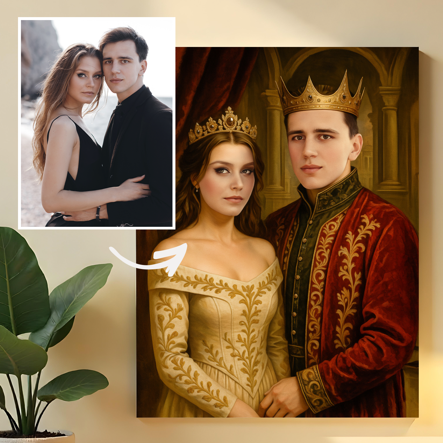 Image of Portret pary z królewskim efektem - obraz na płótnie z Twojego zdjęcia