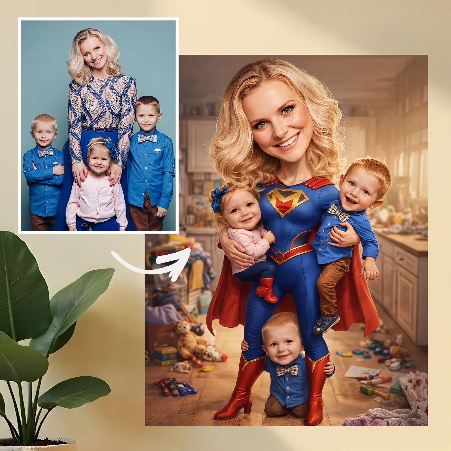 Image of Portret super mamy - obraz na płótnie, personalizowany prezent na Dzień Mamy