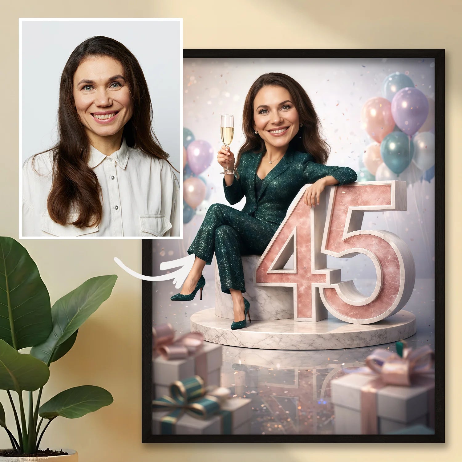 Image of Z okazji jej 45 urodzin - plakat, personalizowany prezent na 45 urodziny