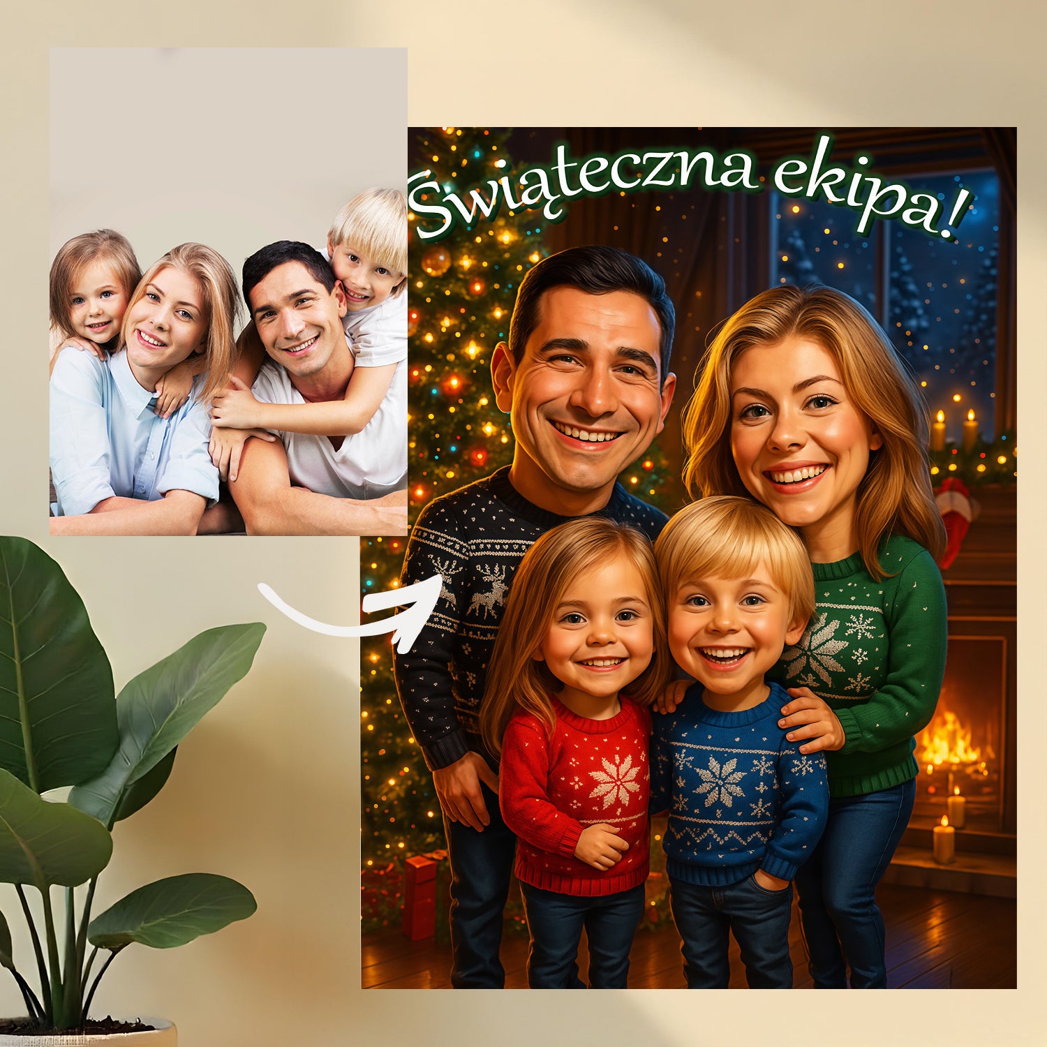 Świąteczna ekipa - druk na szkle, portret z Twojego zdjęcia