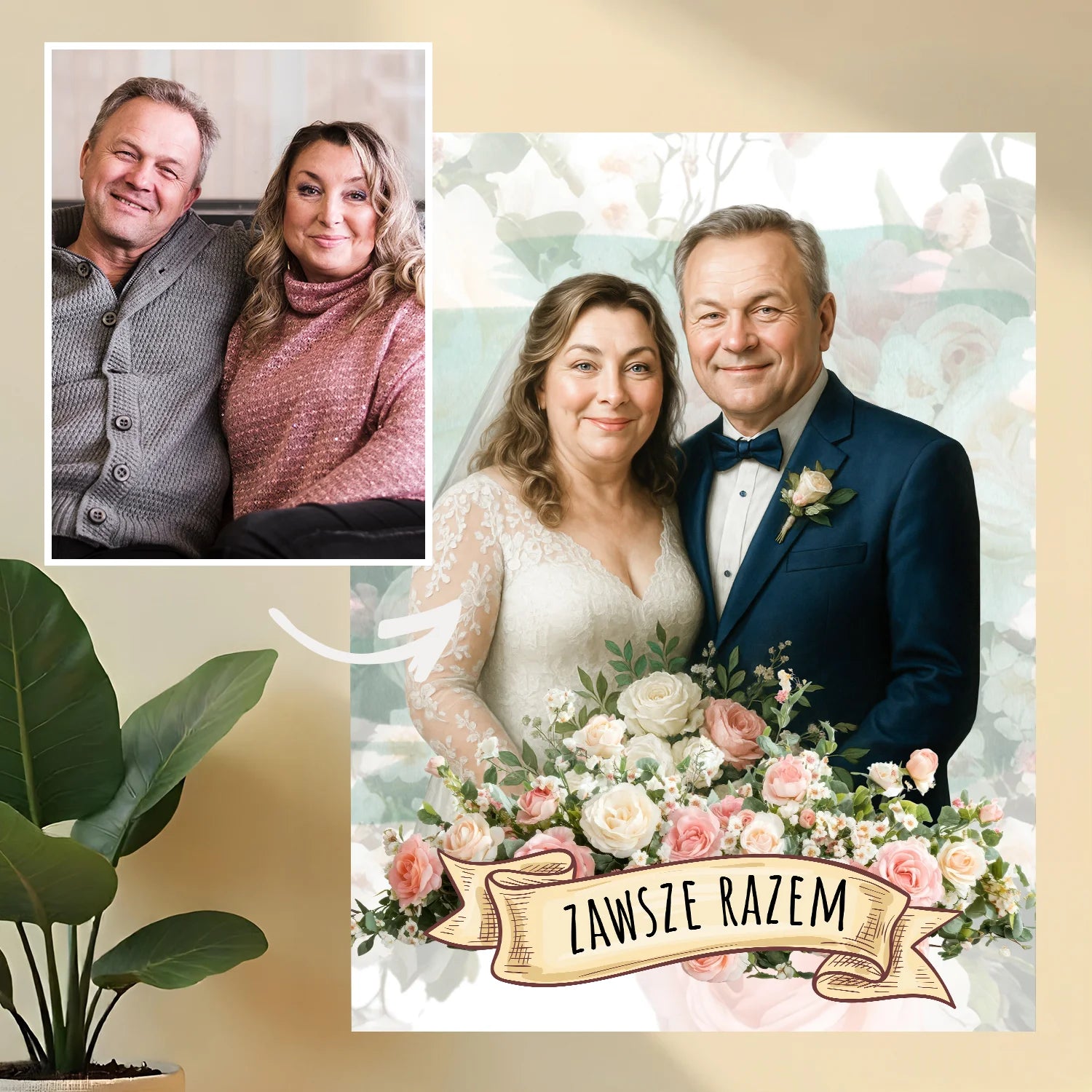 Image of Zawsze razem ilustracja - obraz na płótnie z Twojego zdjęcia