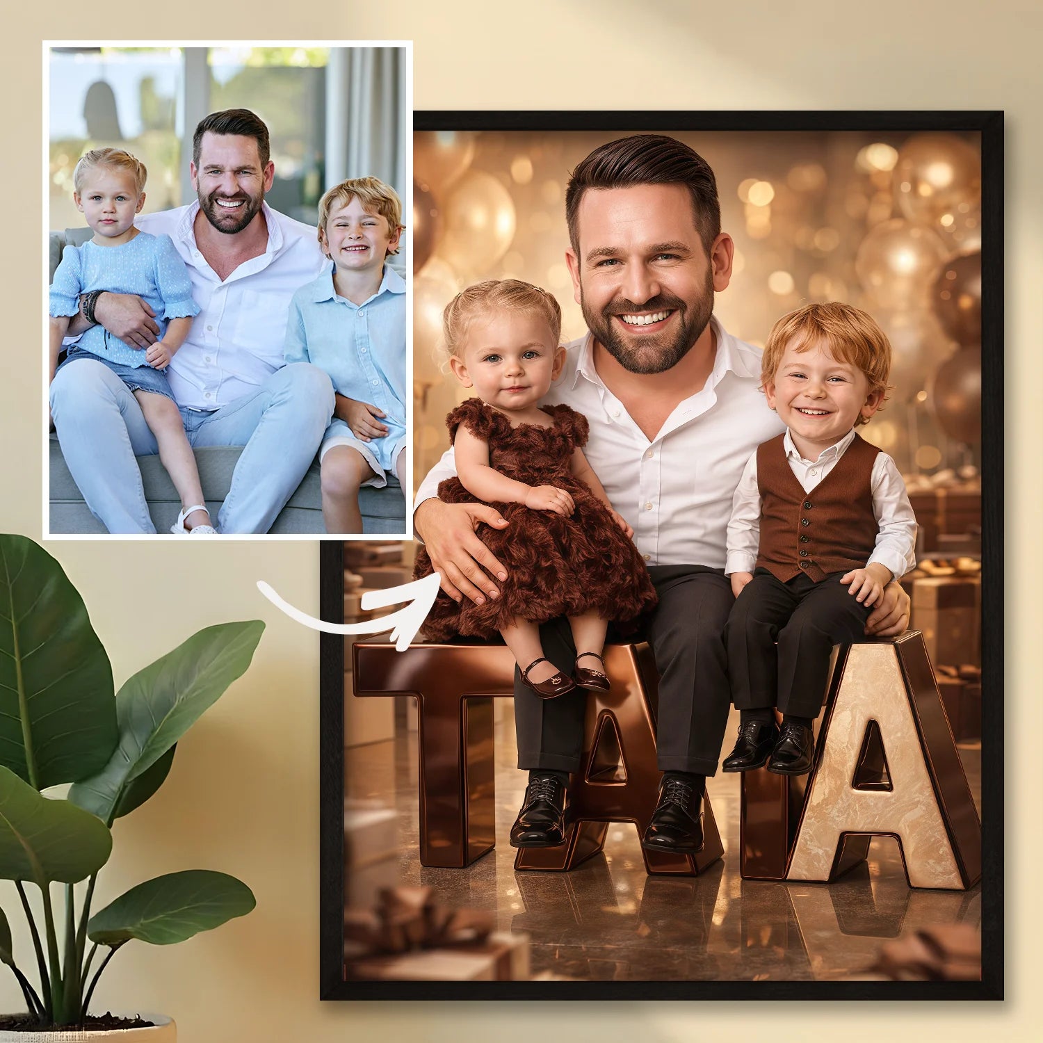 Image of Prezent dla taty na Dzień Ojca - personalizowany portret ze zdjęcia, plakat w eleganckim stylu