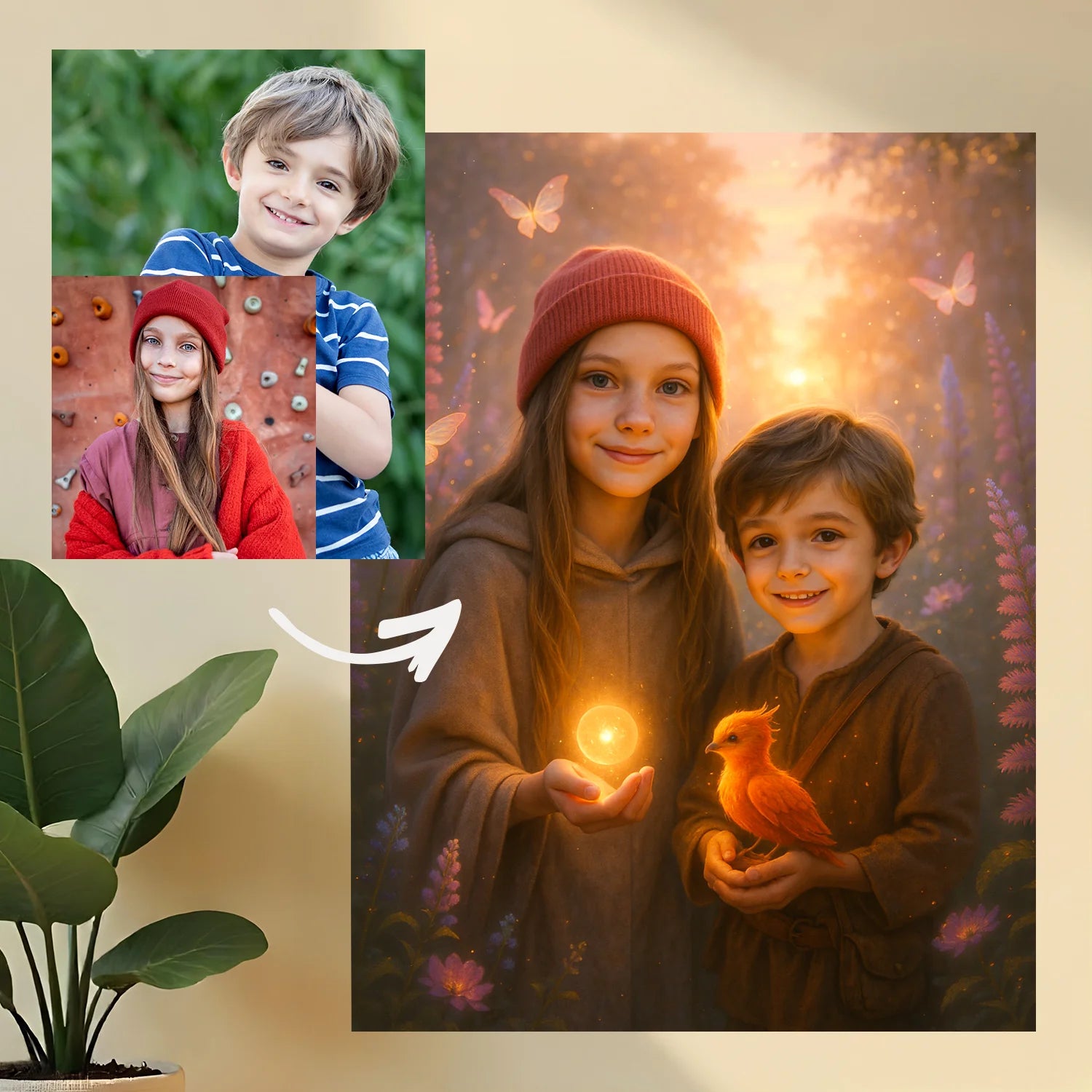 Rodzeństwo w magicznym stylu - obraz na płótnie z Twojego zdjęcia