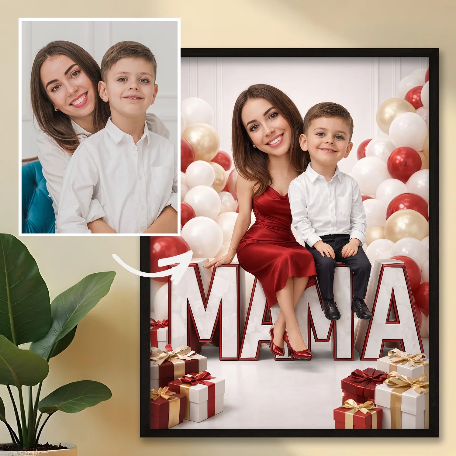Image of Prezent dla mamy - personalizowany portret ze zdjęcia plakat glamour