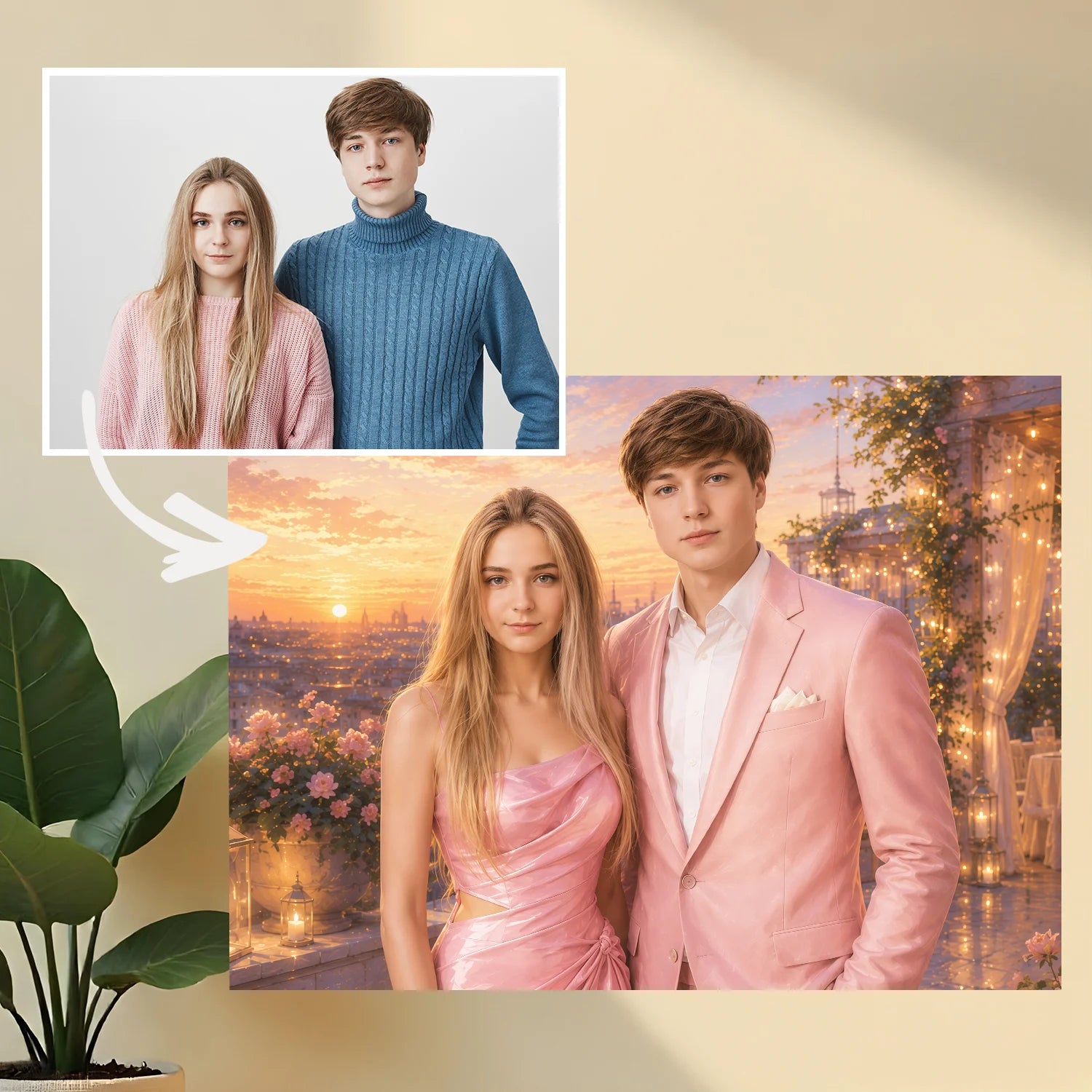 Image of Pomysł na prezent dla pary na rocznicę – personalizowany portret ze zdjęcia na płótnie Bajkowa Historia