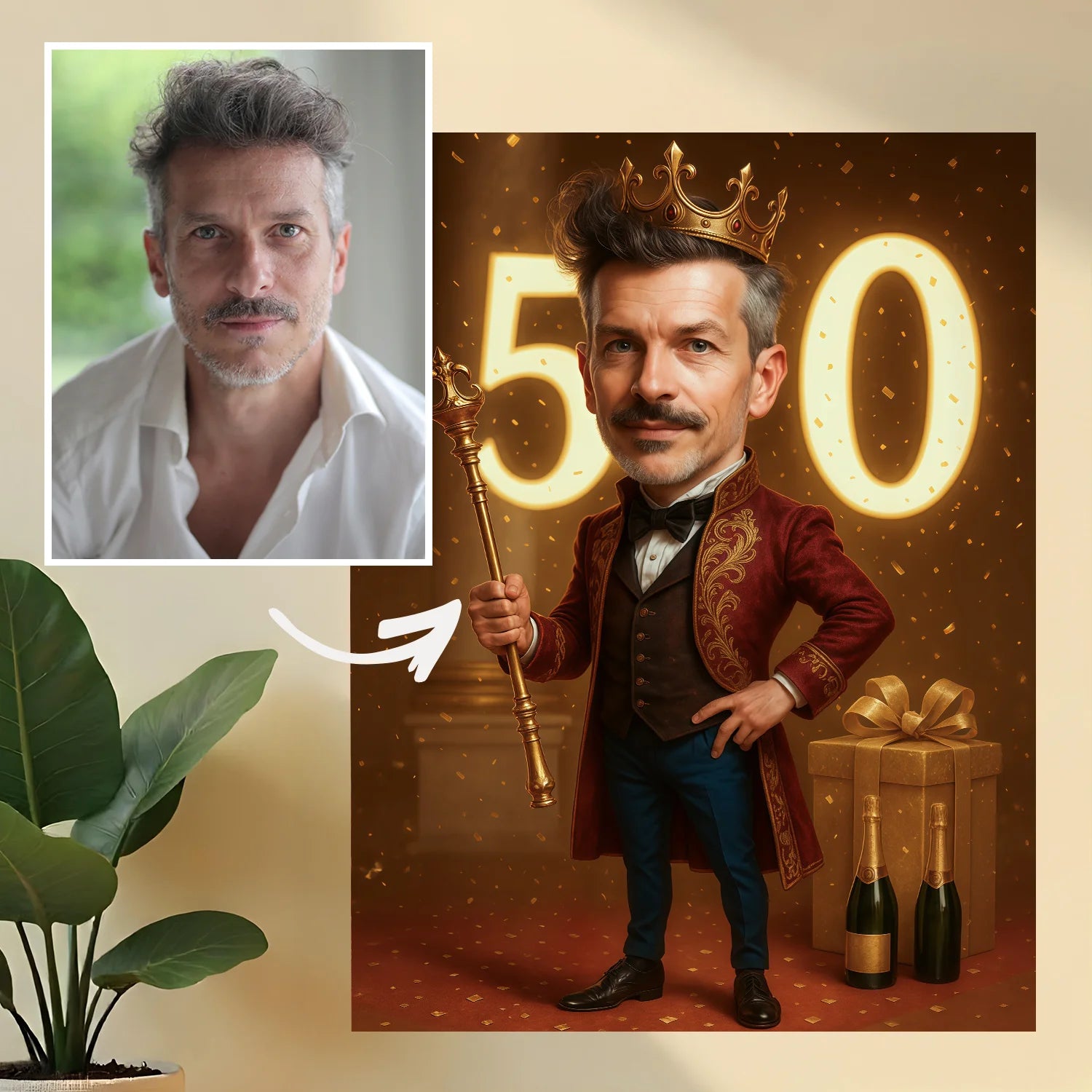Image of 50 urodziny króla - obraz na płótnie, personalizowany prezent na 50.