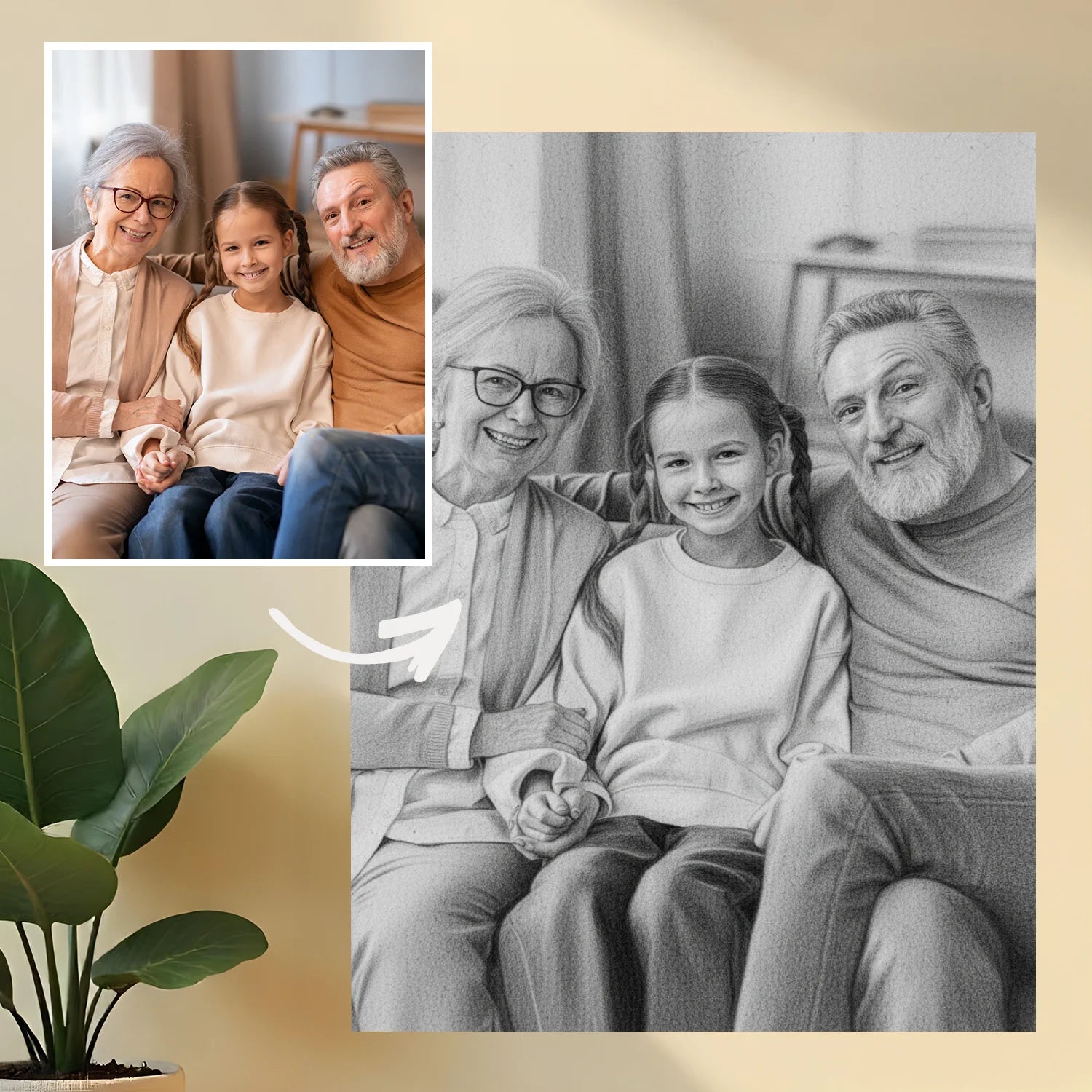 Image of Dziadkowie z ukochaną wnuczką - druk na szkle, portret z Twojego zdjęcia