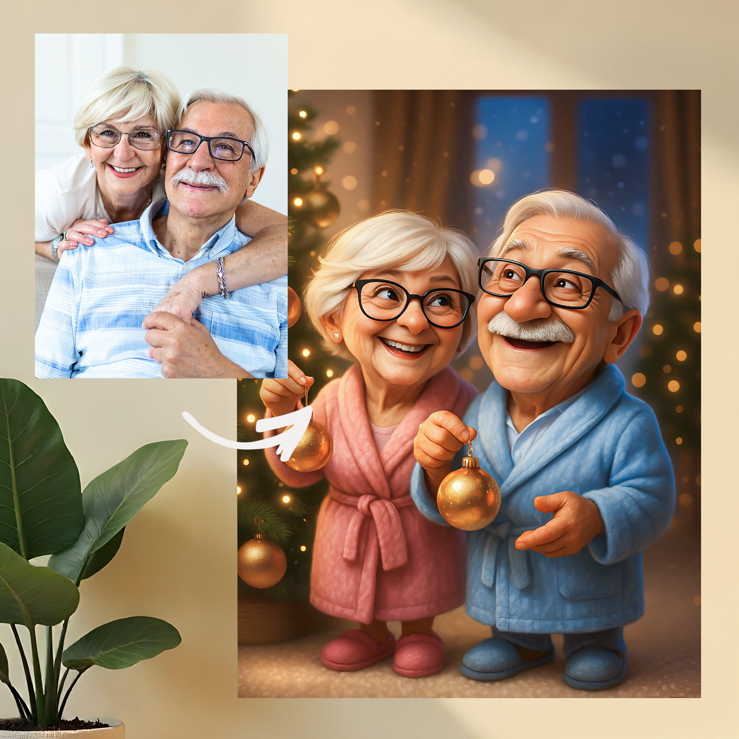 Świąteczny czas karykatura - obraz na płótnie z Twojego zdjęcia