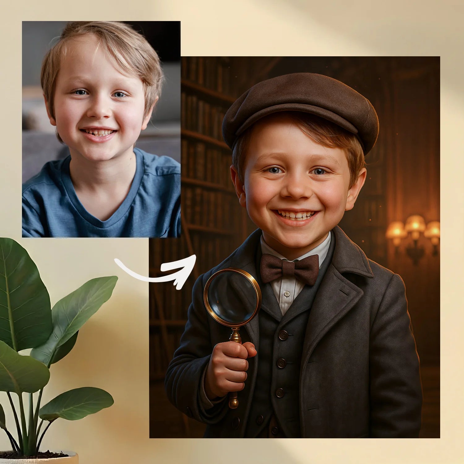 Image of Portret małego detektywa - obraz na płótnie z Twojego zdjęcia