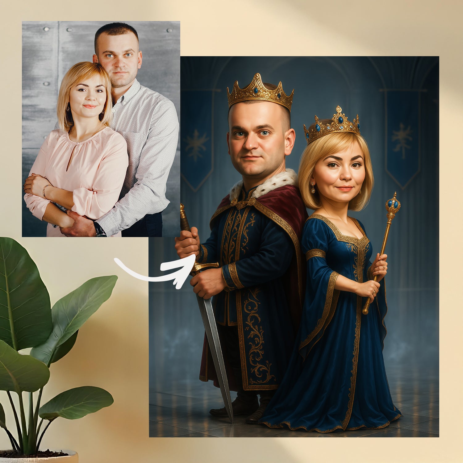 Portret królewskiego duetu - obraz na płótnie z Twojego zdjęcia