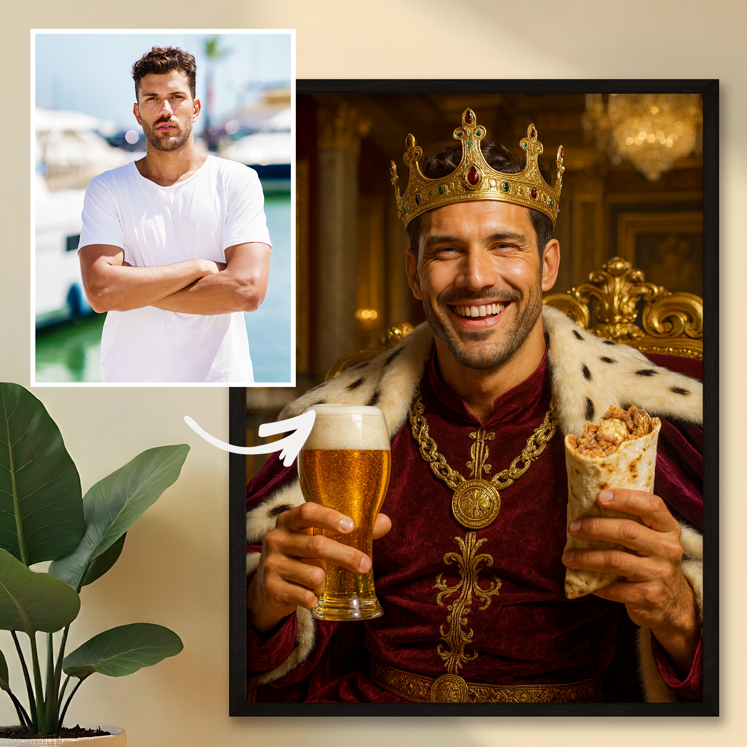 Image of Król z piwem i kebabem - plakat z Twojego zdjęcia