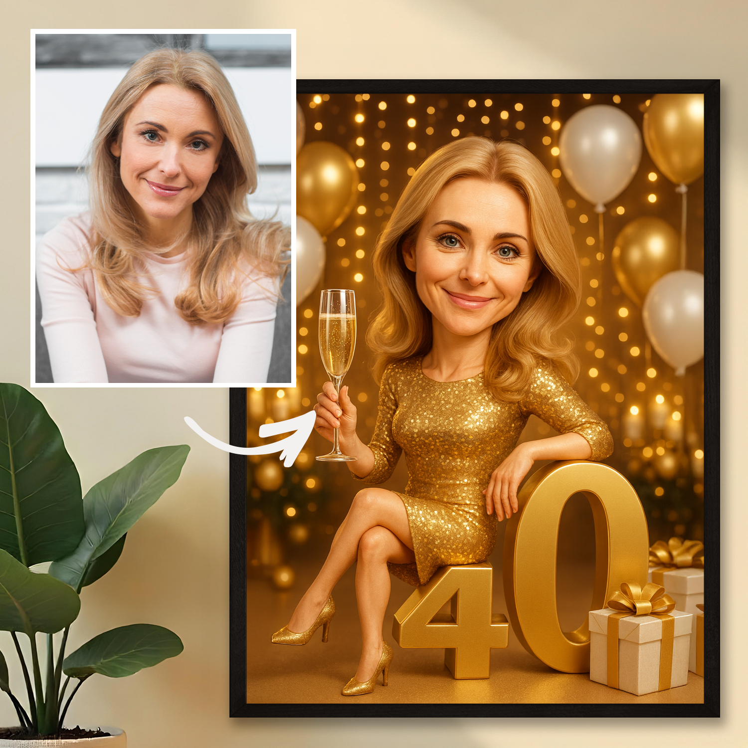 Urodzinowa karykatura na 40. - plakat z Twojego zdjęcia