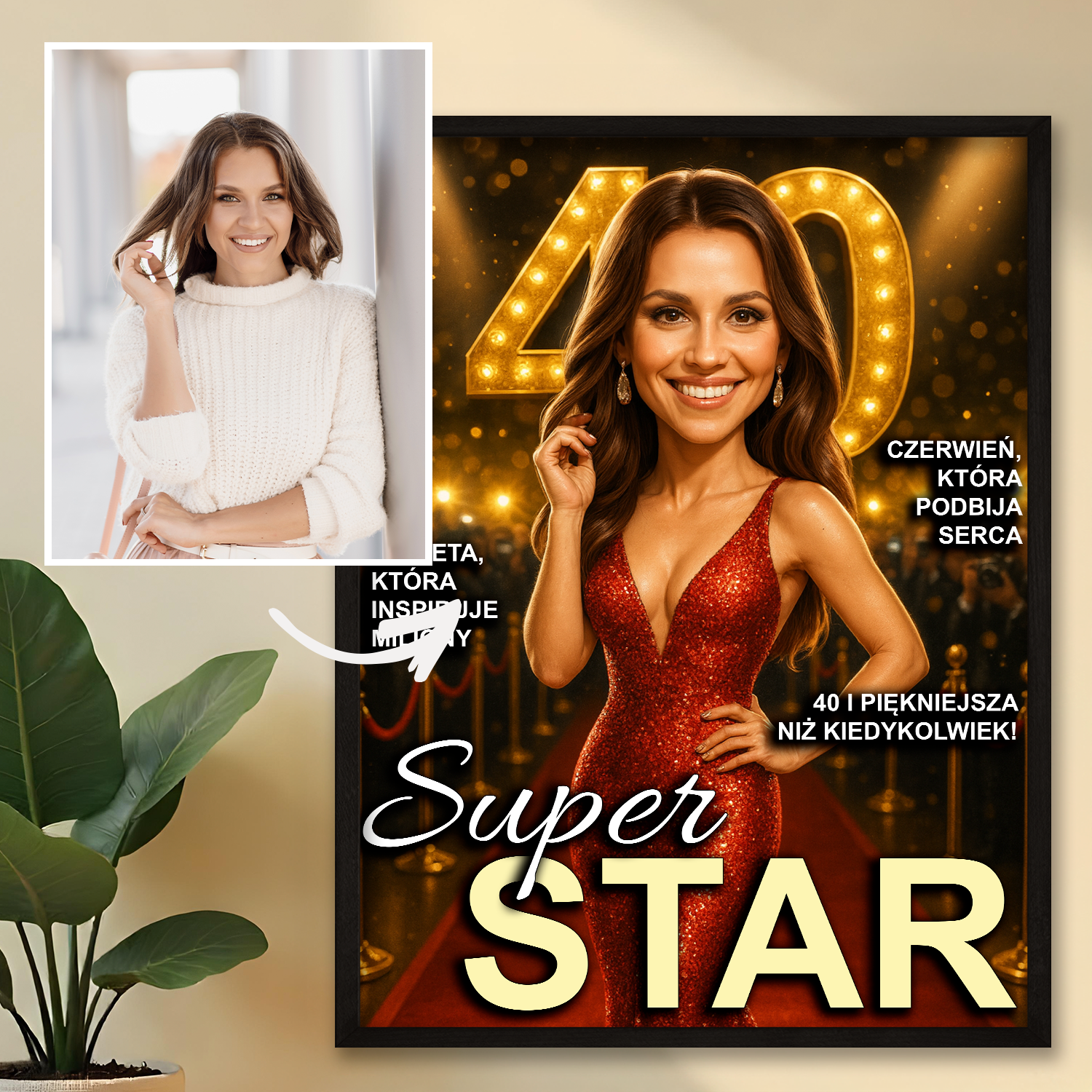 Okładka super gwiazdy na 40. - plakat z Twojego zdjęcia