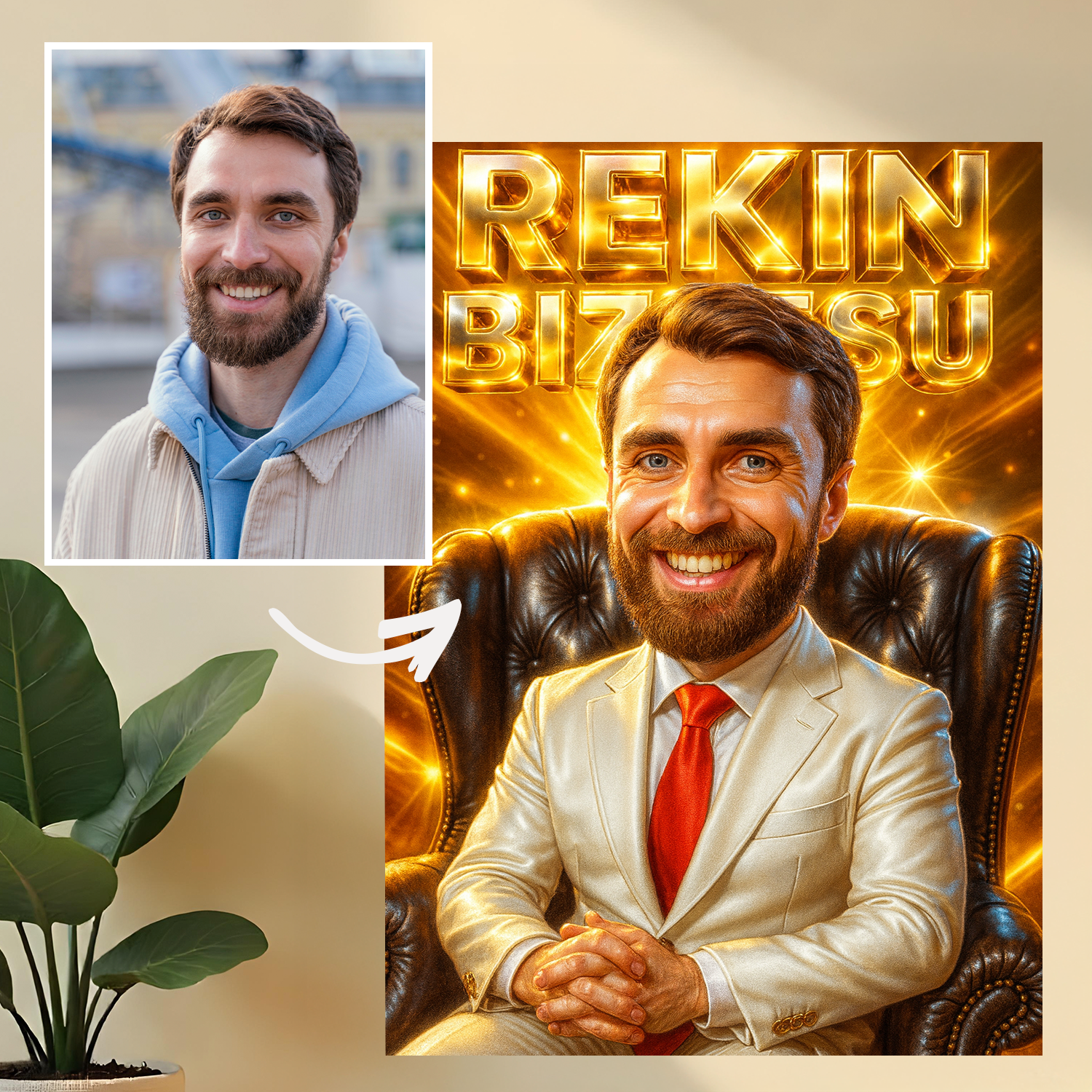Portret rekina biznesu - druk na szkle, portret z Twojego zdjęcia