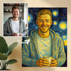 Image of Portret w stylu Van Gogha - obraz na płótnie z Twojego zdjęcia
