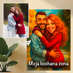 Image of Portret w karykaturalnym stylu dla żony - druk na szkle, portret z Twojego zdjęcia