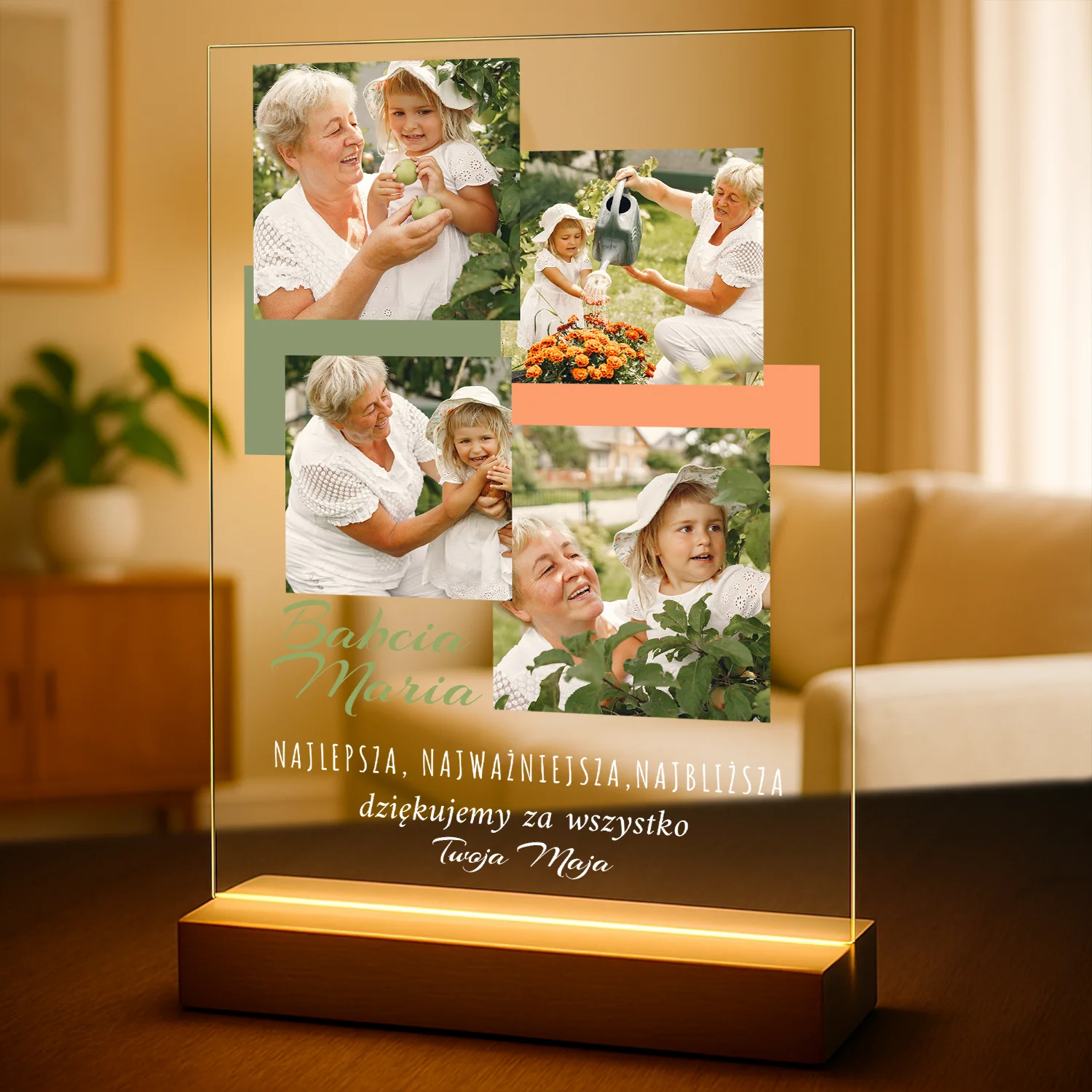 Image of Kolaż + podziękowanie dla najlepszej babci - druk na szkle z Twojego zdjęcia