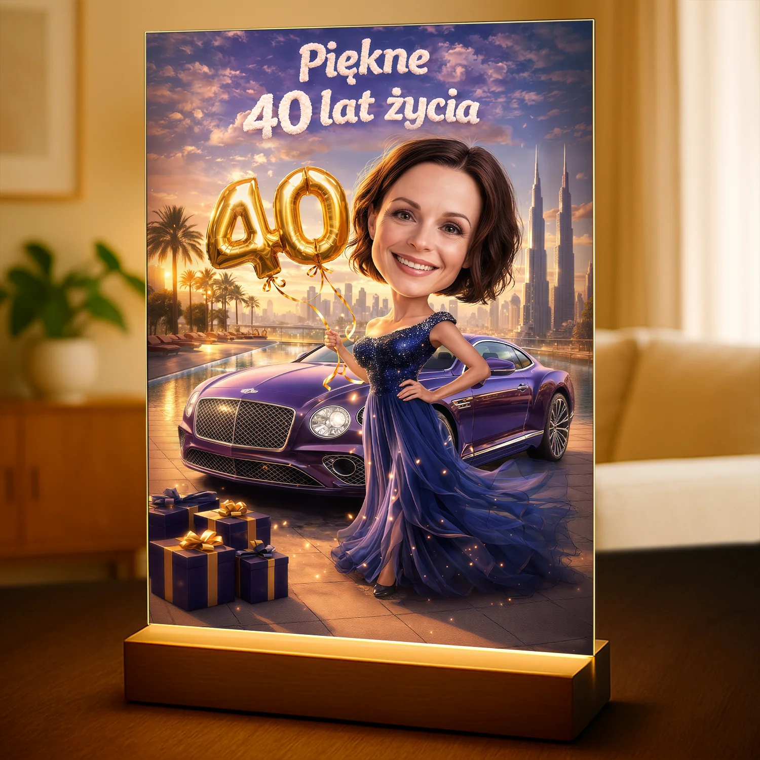 Image of Piękne 40 lat życia - druk na szkle, personalizowany prezent na 40. urodziny
