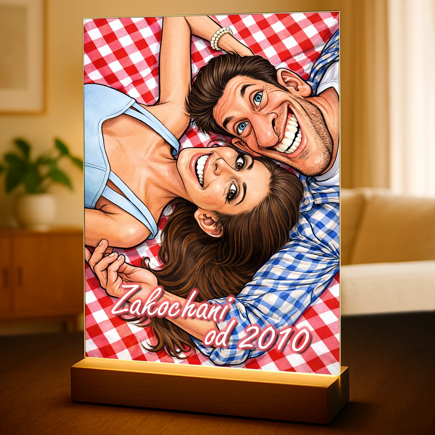 Image of Zakochani od... - druk na szkle, personalizowany prezent na rocznicę