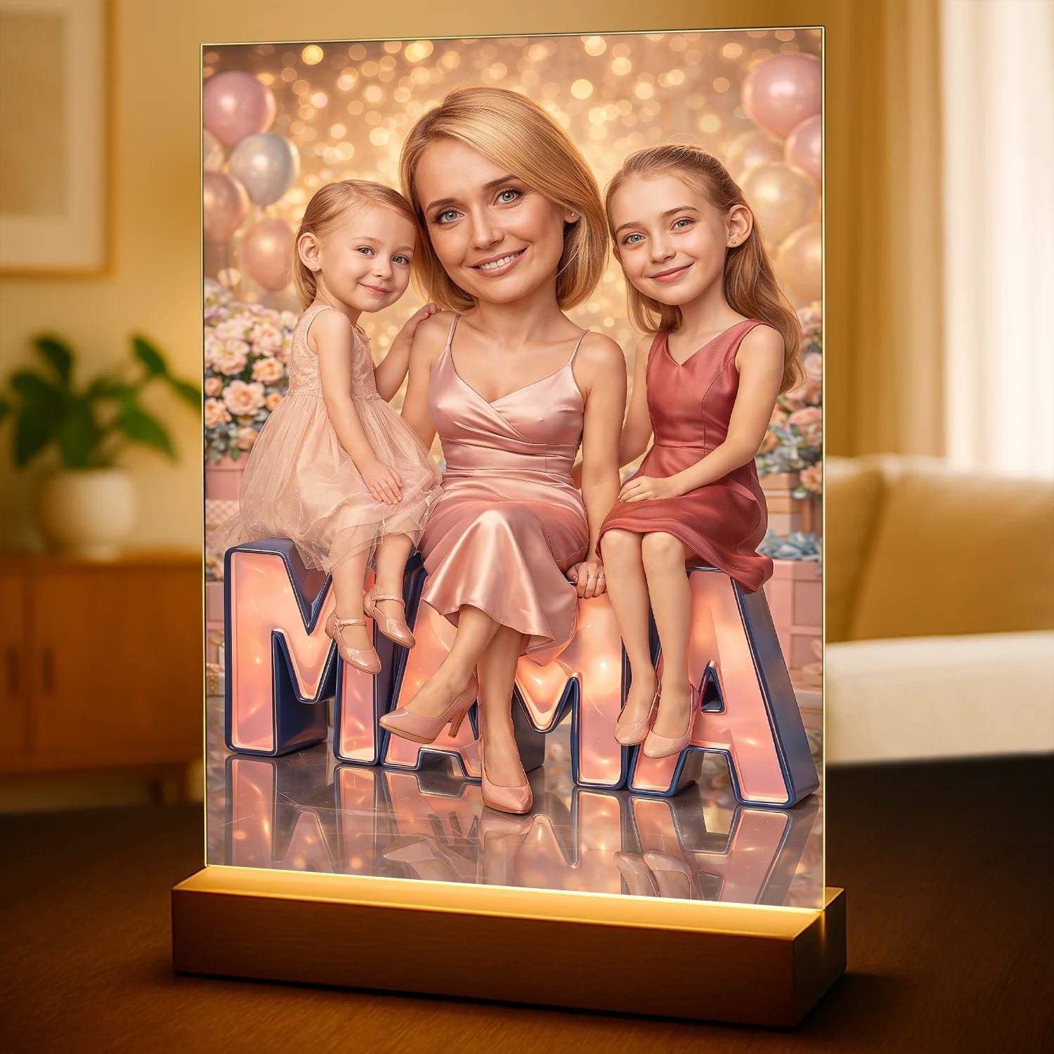 Image of Prezent dla mamy na Dzień Matki - portret ze zdjęcia na szkle w eleganckim stylu