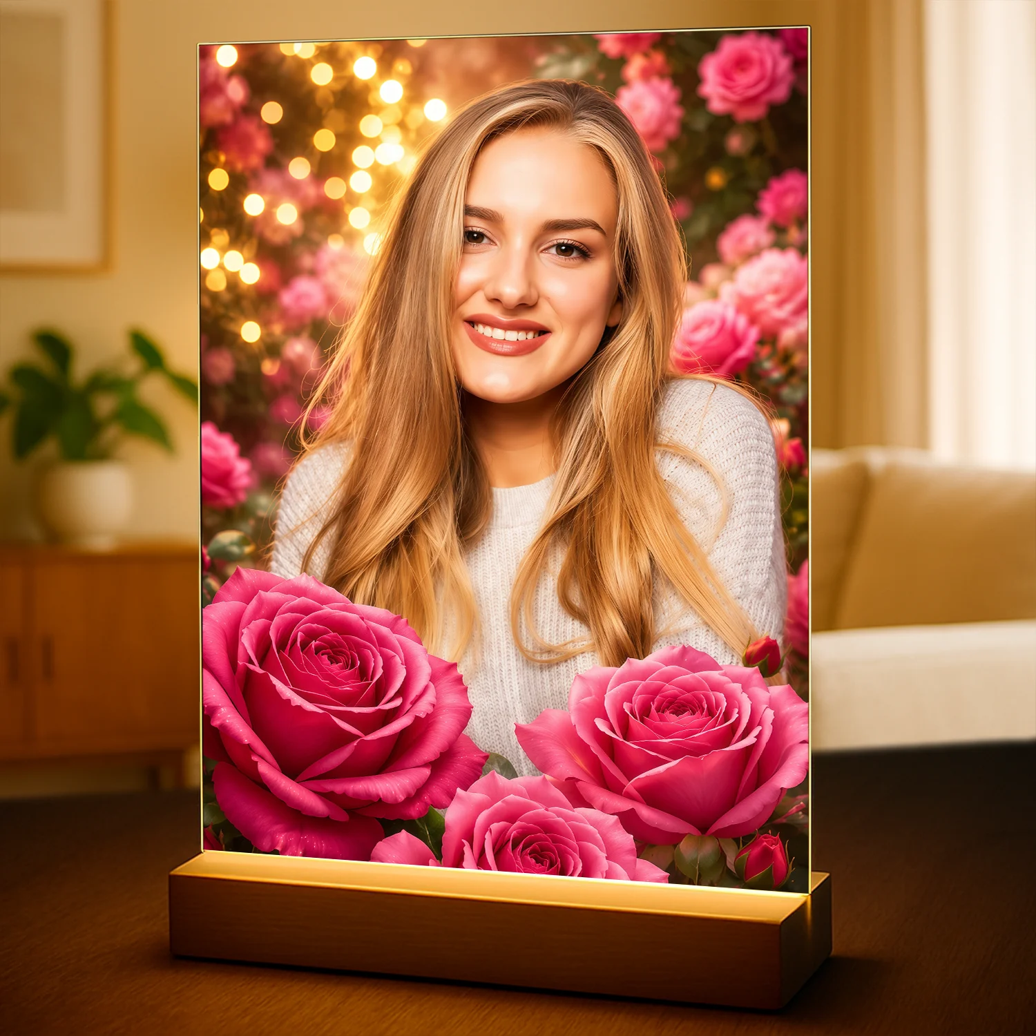 Image of Wyjątkowy prezent dla kobiety na urodziny – portret na szkle ze zdjęcia Pośród Kwiatów